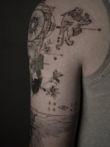 Warrior in Geometry — Tattoo von Ted Faulmann