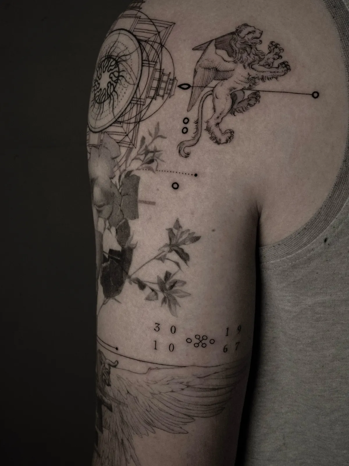 Mandala & Muse (Detail) — Tattoo von Ted Faulmann