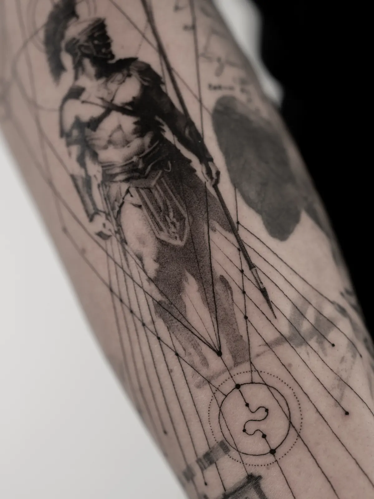 Warrior in Geometry (Detail) — Tattoo von Ted Faulmann